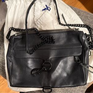Rebecca Minkoff Mac Black Leather Crossbody Bag with Chain